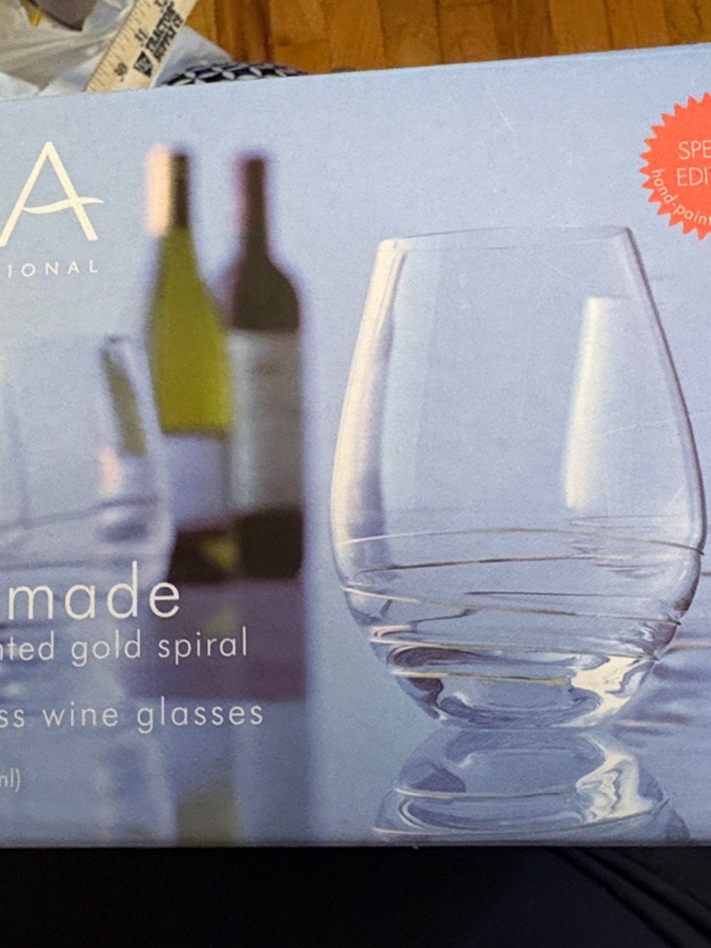 LSA Clear Hand-Painted Brownish Rust Art Noveau Stemless Wine Glasses